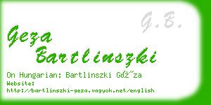 geza bartlinszki business card